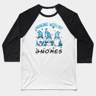 Funny Christmas Gnome Hanging With My Gnomies Family Pajamas Baseball T-Shirt